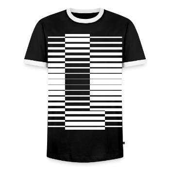 LETTER L - Men's Ringer Shirt - black/white - Front - AI Model Female 172 light (172cm) & AI Model Male 178 light (178cm)
