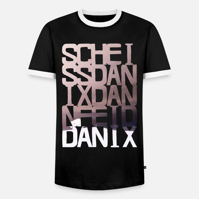 scheiss da nix dann feid - Männer Kontrast-T-Shirt - Schwarz/Weiß