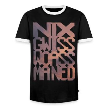 nixgwisswoassmaned-wolken - Männer Kontrast-T-Shirt - Schwarz/Weiß - Vorne - AI Model Female 172 light (172cm) & AI Model Male 178 light (178cm)