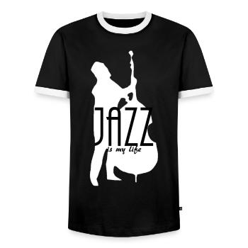jazz is my life - Männer Kontrast-T-Shirt - Schwarz/Weiß - Vorne - AI Model Female 172 light (172cm) & AI Model Male 178 light (178cm)