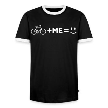 Équation de vélo I plus vélo égal heureux - T-shirt contrasté Homme - noir/blanc - Devant - AI Model Female 172 light (172cm) & AI Model Male 178 light (178cm)