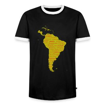 South America Continent. Gift. - Men's Ringer Shirt - black/white - Front - AI Model Female 172 light (172cm) & AI Model Male 178 light (178cm)