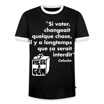 Politique - T-shirt contrasté Homme - noir/blanc - Devant - AI Model Female 172 light (172cm) & AI Model Male 178 light (178cm)