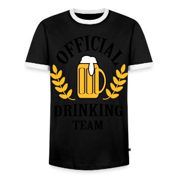 official_drinking_team - Männer Kontrast-T-Shirt - Schwarz/Weiß - Vorne - AI Model Female 172 light (172cm) & AI Model Male 178 light (178cm)