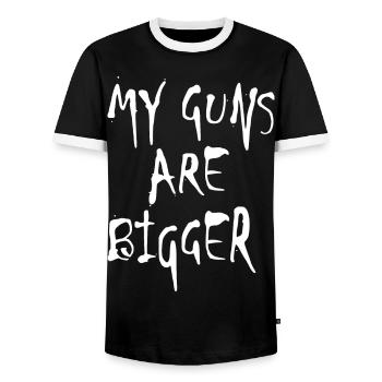 MY GUNS are bigger weapon 2reborn wh - Men's Ringer Shirt - black/white - Front - AI Model Female 172 light (172cm) & AI Model Male 178 light (178cm)