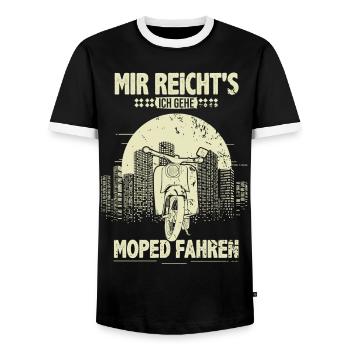 Ostalgie Schwalbe Simson Suhl - mir reichts - Männer Kontrast-T-Shirt - Schwarz/Weiß - Vorne - AI Model Female 172 light (172cm) & AI Model Male 178 light (178cm)