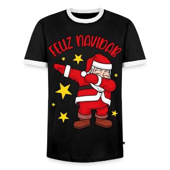 Feliz Navidad Dabbing Weihnachtsmann Feliz NaviDAB - Männer Kontrast-T-Shirt - Schwarz/Weiß - Vorne - AI Model Female 172 light (172cm) & AI Model Male 178 light (178cm)