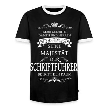 Seine Majestät der Schriftführer aus dem Verein - Männer Kontrast-T-Shirt - Schwarz/Weiß - Vorne - AI Model Female 172 light (172cm) & AI Model Male 178 light (178cm)
