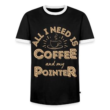 Pointer Café Chien Café - T-shirt contrasté Homme - noir/blanc - Devant - AI Model Female 172 light (172cm) & AI Model Male 178 light (178cm)