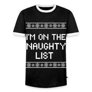 Santa's Naughty List - Männer Kontrast-T-Shirt - Schwarz/Weiß - Vorne - AI Model Female 172 light (172cm) & AI Model Male 178 light (178cm)