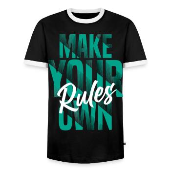 Make your own rules - Männer Kontrast-T-Shirt - Schwarz/Weiß - Vorne - AI Model Female 172 light (172cm) & AI Model Male 178 light (178cm)