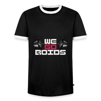 We Go Gym, Anabolic Steroids, Bodybuilding - Männer Kontrast-T-Shirt - Schwarz/Weiß - Vorne - AI Model Female 172 light (172cm) & AI Model Male 178 light (178cm)