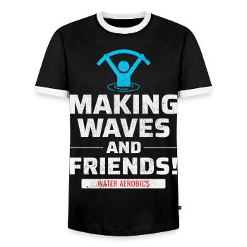 Water Aerobics Aquatic fitness Aqua Exercise - Men's Ringer Shirt - black/white - Front - AI Model Female 172 light (172cm) & AI Model Male 178 light (178cm)
