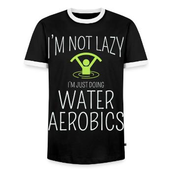 Water Aerobics Aquatic fitness Aqua Exercise - Men's Ringer Shirt - black/white - Front - AI Model Female 172 light (172cm) & AI Model Male 178 light (178cm)