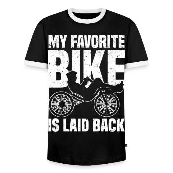 Velomobil | Recumbent Trike Triker Sport Geschenk - Männer Kontrast-T-Shirt - Schwarz/Weiß - Vorne - AI Model Female 172 light (172cm) & AI Model Male 178 light (178cm)