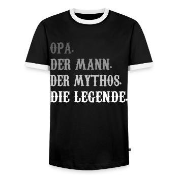 Opa - Mann, Mythos, Legende T-Shirt - Männer Kontrast-T-Shirt - Schwarz/Weiß - Vorne - AI Model Female 172 light (172cm) & AI Model Male 178 light (178cm)