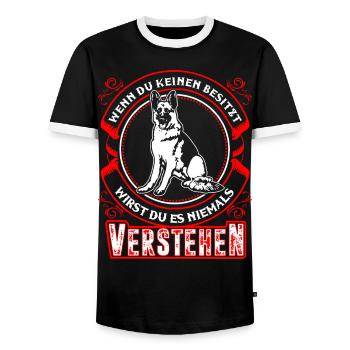 berger allemand - T-shirt contrasté Homme - noir/blanc - Devant - AI Model Female 172 light (172cm) & AI Model Male 178 light (178cm)