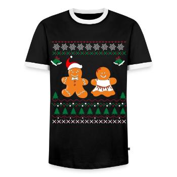 Gingerbread Ugly Christmas Weihnachten Geschenk - Männer Kontrast-T-Shirt - Schwarz/Weiß - Vorne - AI Model Female 172 light (172cm) & AI Model Male 178 light (178cm)