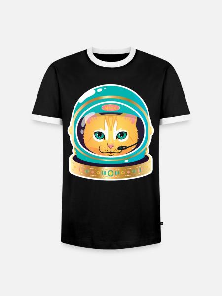 Cosmonaut Cat - Männer Kontrast-T-Shirt - Schwarz/Weiß