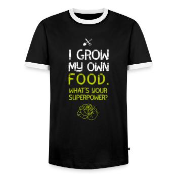 Vert Végétalien Plantes Manger Jardinage Salade Super Ma - T-shirt contrasté Homme - noir/blanc - Devant - AI Model Female 172 light (172cm) & AI Model Male 178 light (178cm)