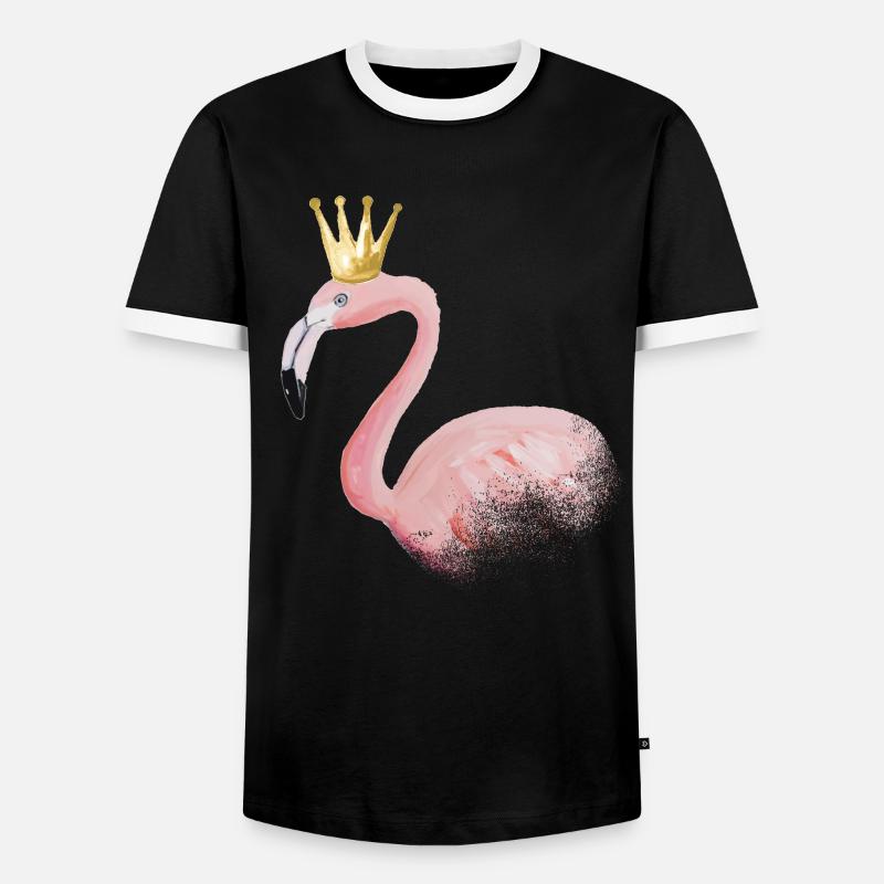 flamingo mit Krone - Männer Kontrast-T-Shirt - Schwarz/Weiß