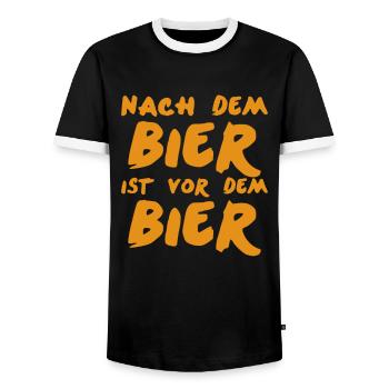 Nach dem Bier ist vor dem Bier Geschenkidee - Männer Kontrast-T-Shirt - Schwarz/Weiß - Vorne - AI Model Female 172 light (172cm) & AI Model Male 178 light (178cm)