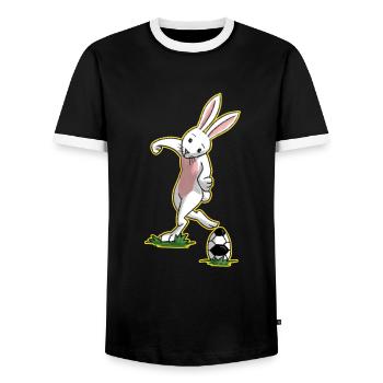 J'aime le football de lapin de Pâques cadeau - T-shirt contrasté Homme - noir/blanc - Devant - AI Model Female 172 light (172cm) & AI Model Male 178 light (178cm)