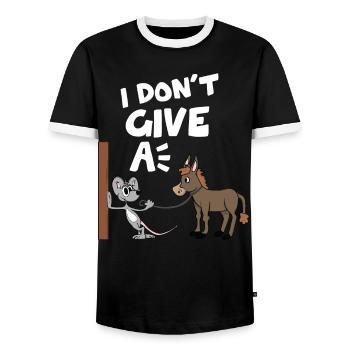 Esel Pferd Maus i dont give a lustig funny spaß ne - Männer Kontrast-T-Shirt - Schwarz/Weiß - Vorne - AI Model Female 172 light (172cm) & AI Model Male 178 light (178cm)