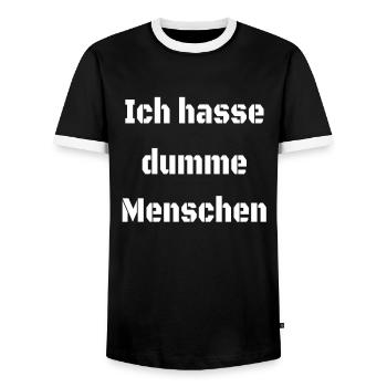 Ich hasse dumme Menschen geschnek lustig - Männer Kontrast-T-Shirt - Schwarz/Weiß - Vorne - AI Model Female 172 light (172cm) & AI Model Male 178 light (178cm)