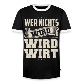 Who Will Nothing Will WIRT T-Shirt - Men's Ringer Shirt - black/white - Front - AI Model Female 172 light (172cm) & AI Model Male 178 light (178cm)