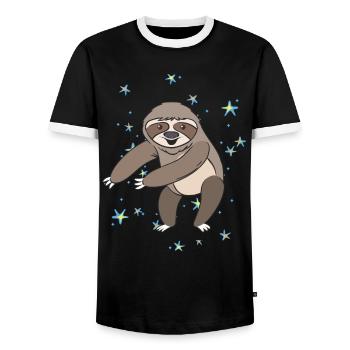 Soie paresseux comme un cadeau de danse flossing patron - T-shirt contrasté Homme - noir/blanc - Devant - AI Model Female 172 light (172cm) & AI Model Male 178 light (178cm)