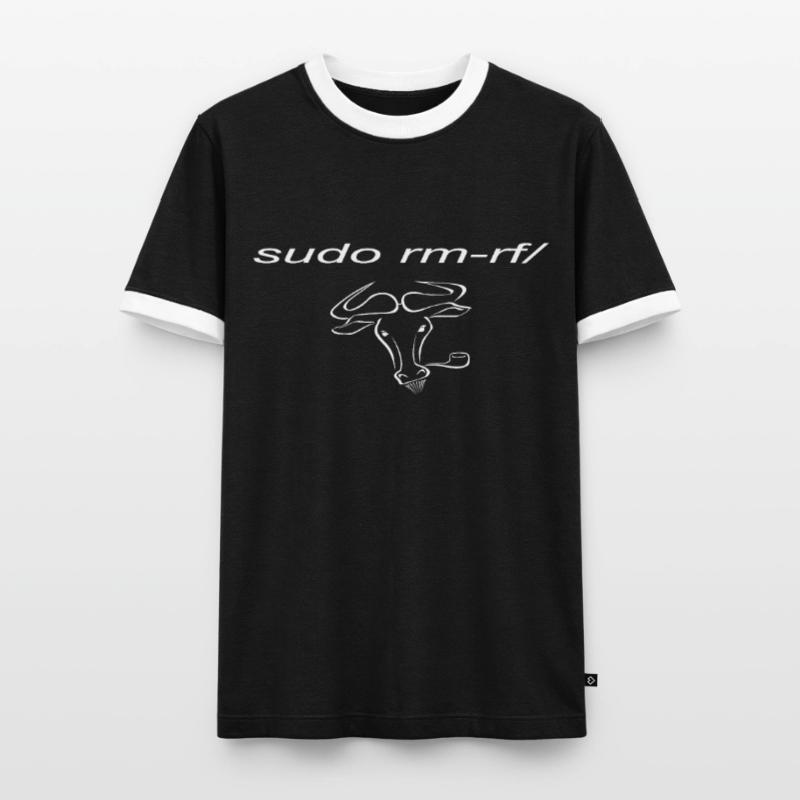 Linux sudo avec Linux Gnu T-shirt contrasté Homme