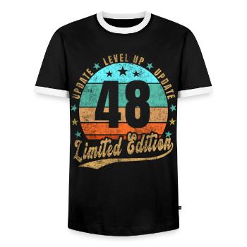 Mise à jour Niveau supérieur 48 ans Édition Limitée Rétro - T-shirt contrasté Homme - noir/blanc - Devant - AI Model Female 172 light (172cm) & AI Model Male 178 light (178cm)