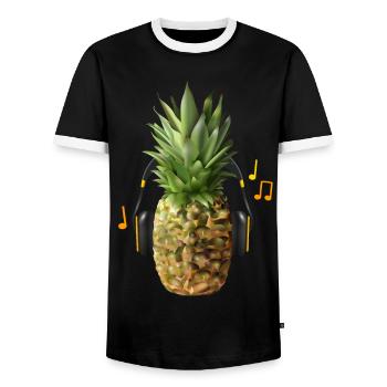 L’ananas écoute de la musique forte - T-shirt contrasté Homme - noir/blanc - Devant - AI Model Female 172 light (172cm) & AI Model Male 178 light (178cm)