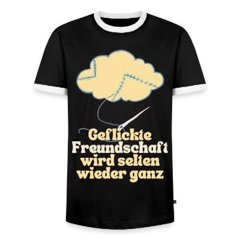 Geflickte Freundschaft wird selten wieder ganz - Männer Kontrast-T-Shirt - Schwarz/Weiß - Vorne - AI Model Female 172 light (172cm) & AI Model Male 178 light (178cm)