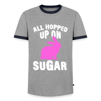 Joyeux lapin de Pâques drôle de jour de Pâques - T-shirt contrasté Homme - gris/marine  - Devant - AI Model Female 172 light (172cm) & AI Model Male 178 light (178cm)