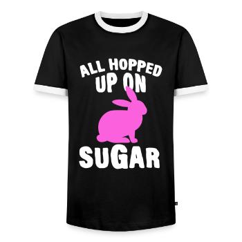 Happy Easter Rabbit Funny Easter Day - Men's Ringer Shirt - black/white - Front - AI Model Female 172 light (172cm) & AI Model Male 178 light (178cm)