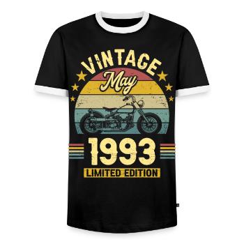 Vintage biker born May 1993 30 years anniversary - Men's Ringer Shirt - black/white - Front - AI Model Female 172 light (172cm) & AI Model Male 178 light (178cm)