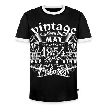 1954 Mai 1954 Jahrestag Mai 1954 Mai - Männer Kontrast-T-Shirt - Schwarz/Weiß - Vorne - AI Model Female 172 light (172cm) & AI Model Male 178 light (178cm)