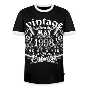 1998 Mai 1998 anniversaire May 1998 Mai - T-shirt contrasté Homme - noir/blanc - Devant - AI Model Female 172 light (172cm) & AI Model Male 178 light (178cm)