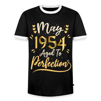 Mai 1954 Mai Geburtstag Mai 1954 - Männer Kontrast-T-Shirt - Schwarz/Weiß - Vorne - AI Model Female 172 light (172cm) & AI Model Male 178 light (178cm)