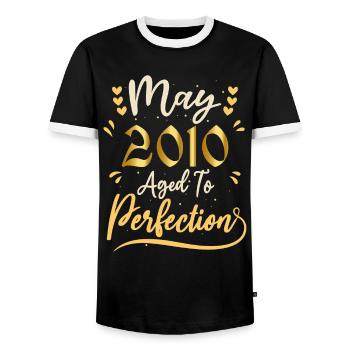 May 2010 May Anniversary May 2010 - Men's Ringer Shirt - black/white - Front - AI Model Female 172 light (172cm) & AI Model Male 178 light (178cm)