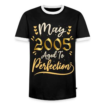 Mai 2005 Mai anniversaire May 2005 - T-shirt contrasté Homme - noir/blanc - Devant - AI Model Female 172 light (172cm) & AI Model Male 178 light (178cm)