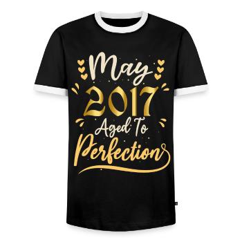 May 2017 May anniversary May 2017 - Men's Ringer Shirt - black/white - Front - AI Model Female 172 light (172cm) & AI Model Male 178 light (178cm)