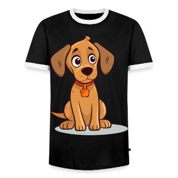 Cute dog design for dog owners - Men's Ringer Shirt - black/white - Front - AI Model Female 172 light (172cm) & AI Model Male 178 light (178cm)