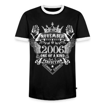 November 2006 anniversaire November 2006 November - T-shirt contrasté Homme - noir/blanc - Devant - AI Model Female 172 light (172cm) & AI Model Male 178 light (178cm)