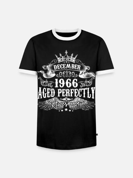December 1966 Birthday 1966 December - Men's Ringer Shirt - black/white