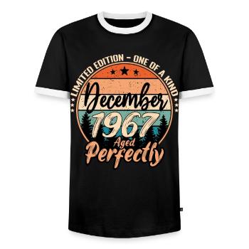 Dezember 1967 Geburtstag 1967 Legenden Dezember - Männer Kontrast-T-Shirt - Schwarz/Weiß - Vorne - AI Model Female 172 light (172cm) & AI Model Male 178 light (178cm)