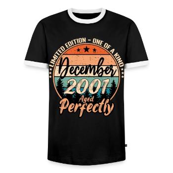 Décembre 2001 anniversaire 2001 légendes Décembre - T-shirt contrasté Homme - noir/blanc - Devant - AI Model Female 172 light (172cm) & AI Model Male 178 light (178cm)