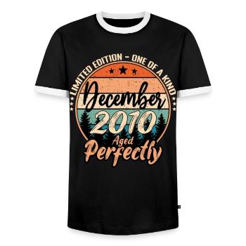 Décembre 2010 anniversaire 2010 légendes Décembre - T-shirt contrasté Homme - noir/blanc - Devant - AI Model Female 172 light (172cm) & AI Model Male 178 light (178cm)